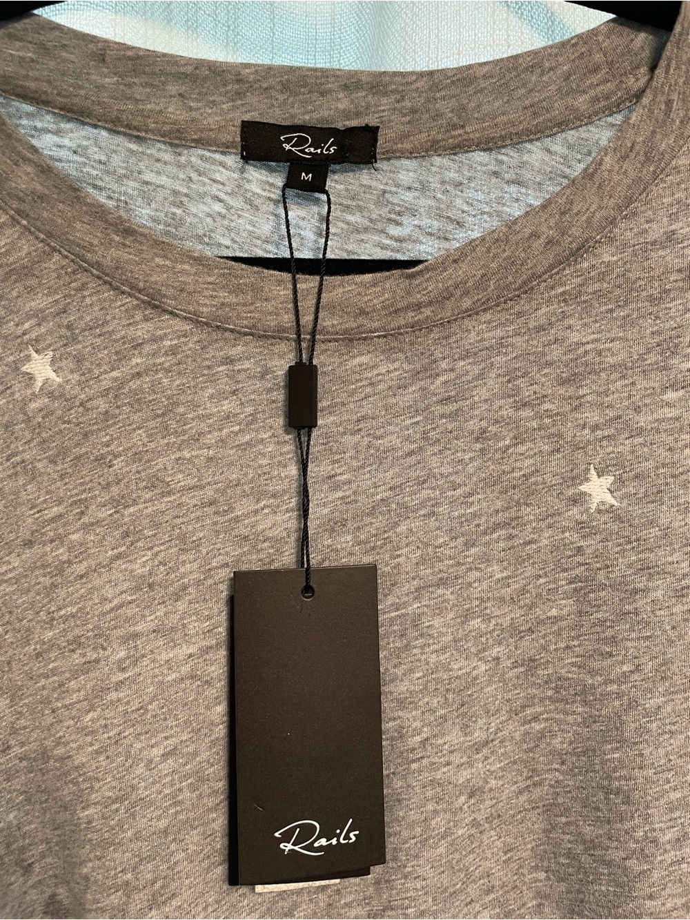 Rails Gray Short Sleeve Tee with White Star Accents
